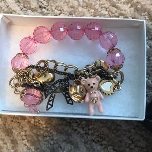 Betsey Johnson earrings, necklace, &charm bracelet